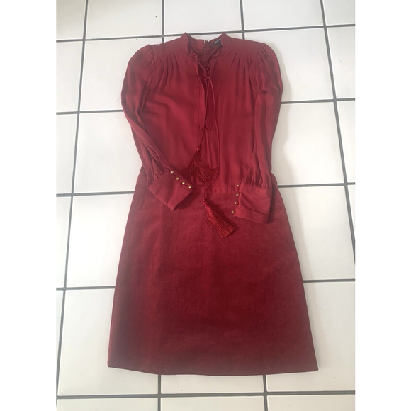 Gucci Burgundy Red Silk And Velvet Dress, EU 40, US 8 - Picture 1 of 16